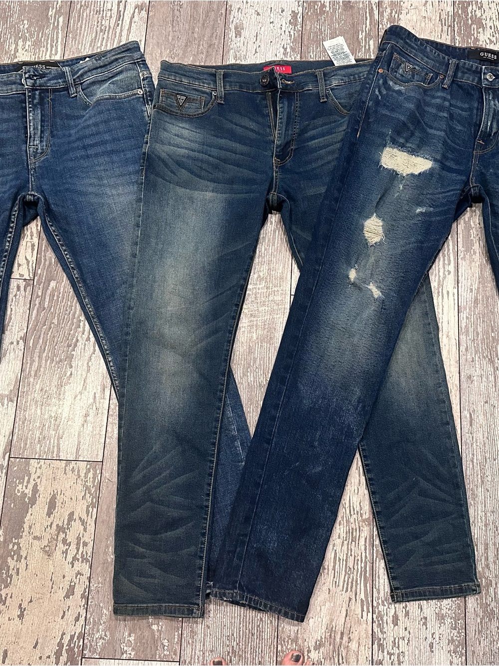 Guess Blue Skinny Jeans Trio with Distressed Accent